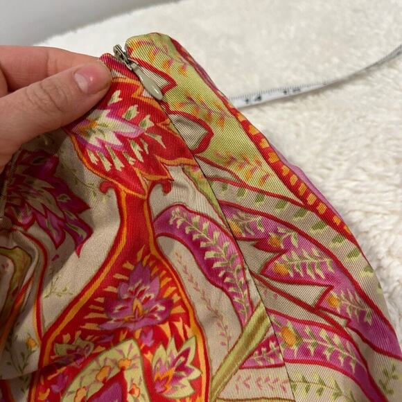 Talbots Sz 8 Orange/Pink Floral A-Line Long Side Zipper Skirt Vtg 100% Lyocell - Picture 6 of 6